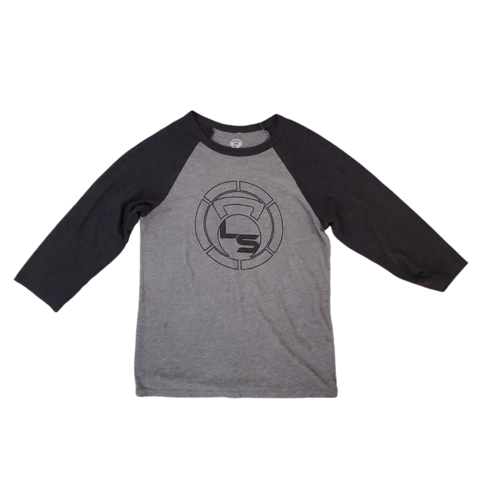 Livesore Women's Gray Black‎ Logo 3/4 Sleeve Baseball T-Shirt Small